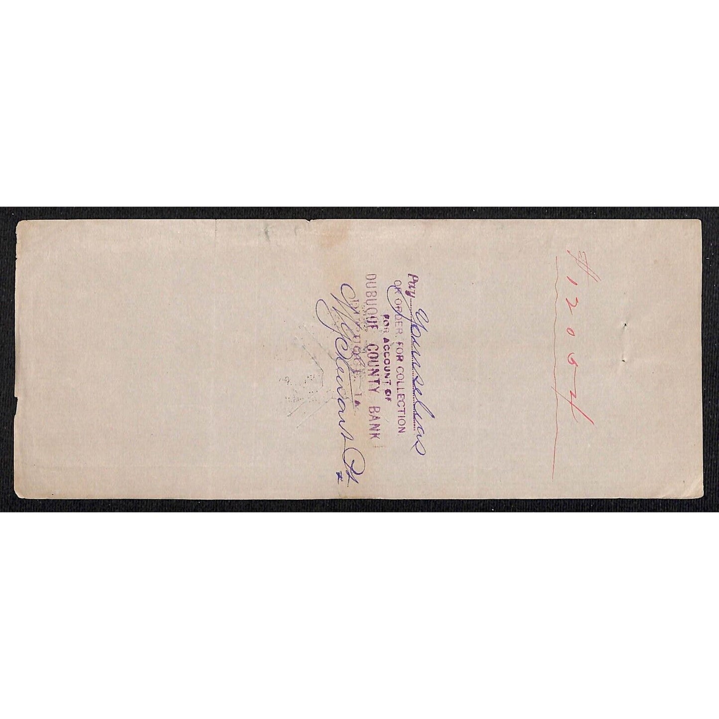 Dubuque County Bank Iowa 1886 $600 Bank Check - Scarce