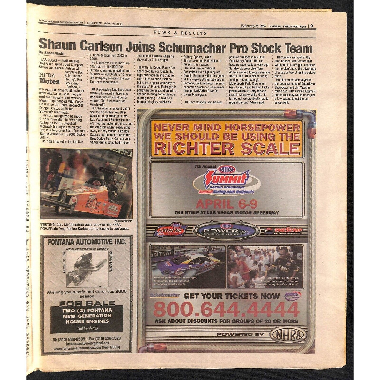 National Speed Sport News 2/8 2006 Cory Kruseman Cover Racing 27pp VGC