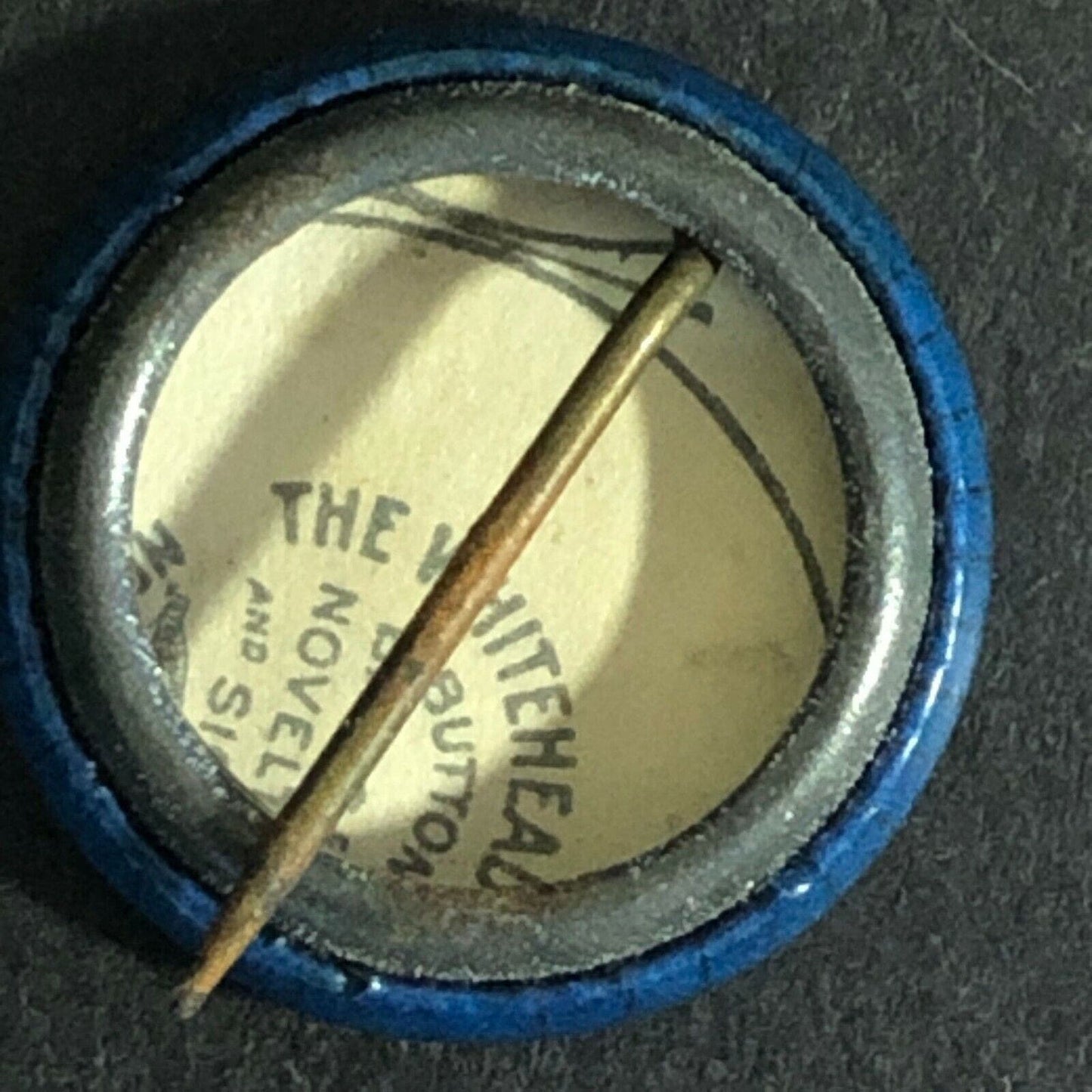 Vintage 16mm "Rebuilding the World" Steel Pin Back Button Globe Cross & Shield