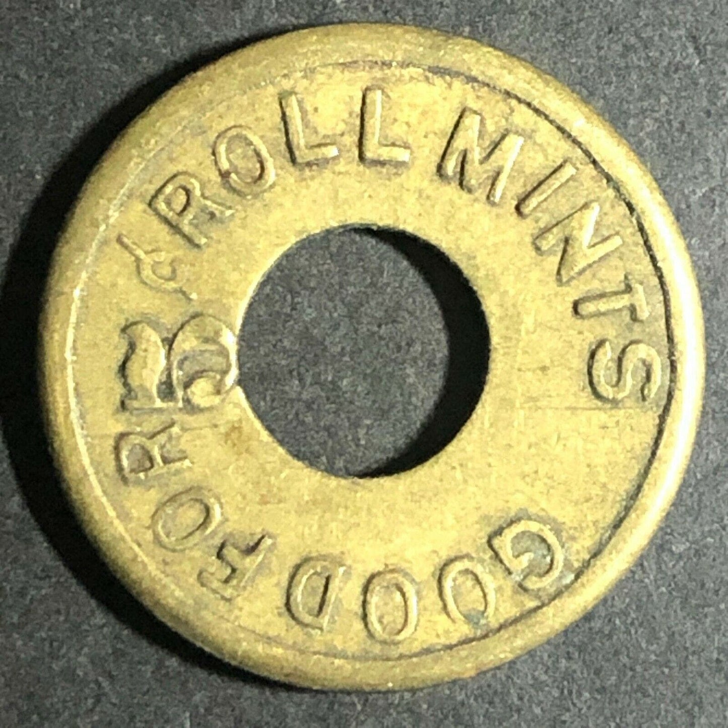 Vintage 21mm Brass "Callie Quality Mints 5c - G/F 5c Roll Mints" Token