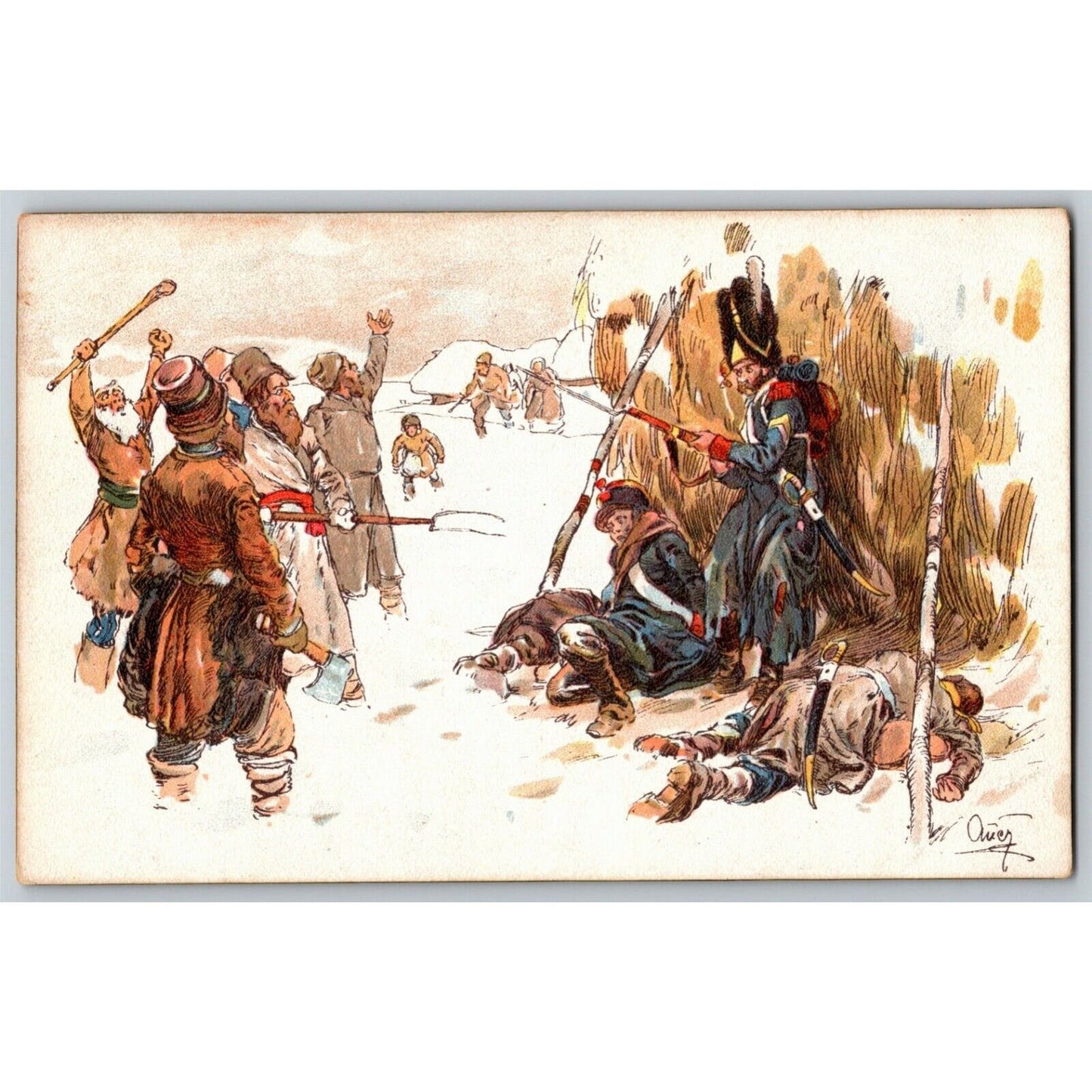 c1907-16 Ukrainian Postcard - Napoleon "The Old Guard Does Not Give Up"