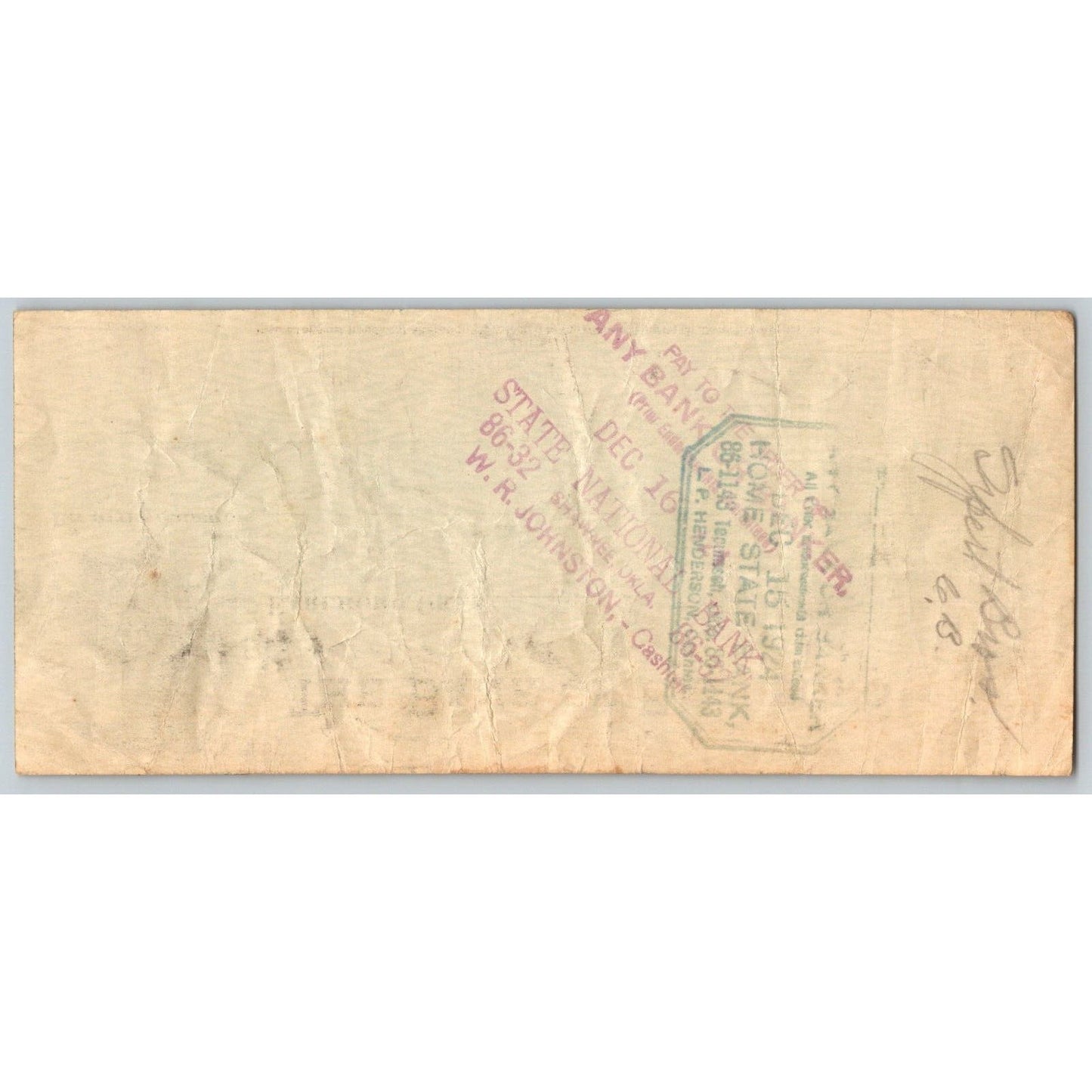 Earlboro, OK 1924 "Bank of Earlboro" Check Sybert Bros. Eagle Flag Shield Scarce