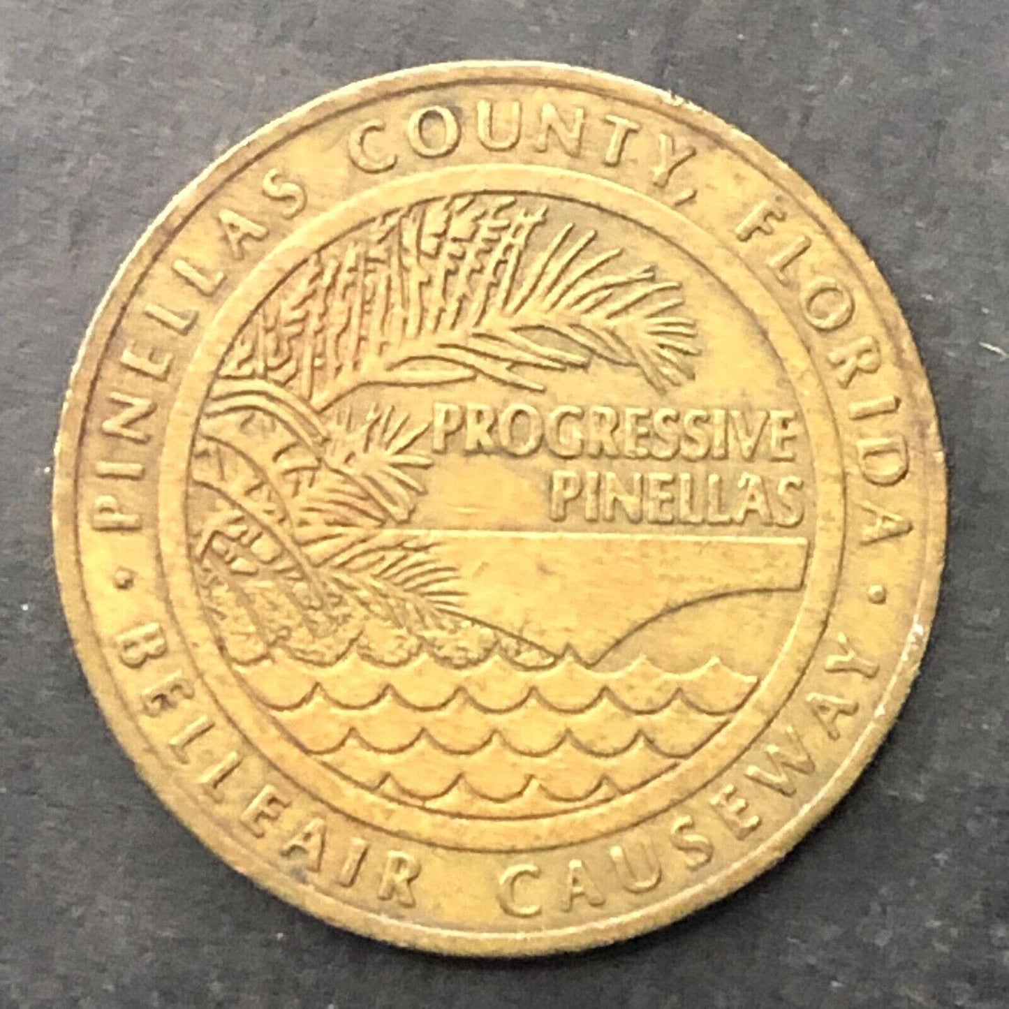 Belleair Causeway Pinellas County, FL Transit Token Brass w/ Sun 20mm