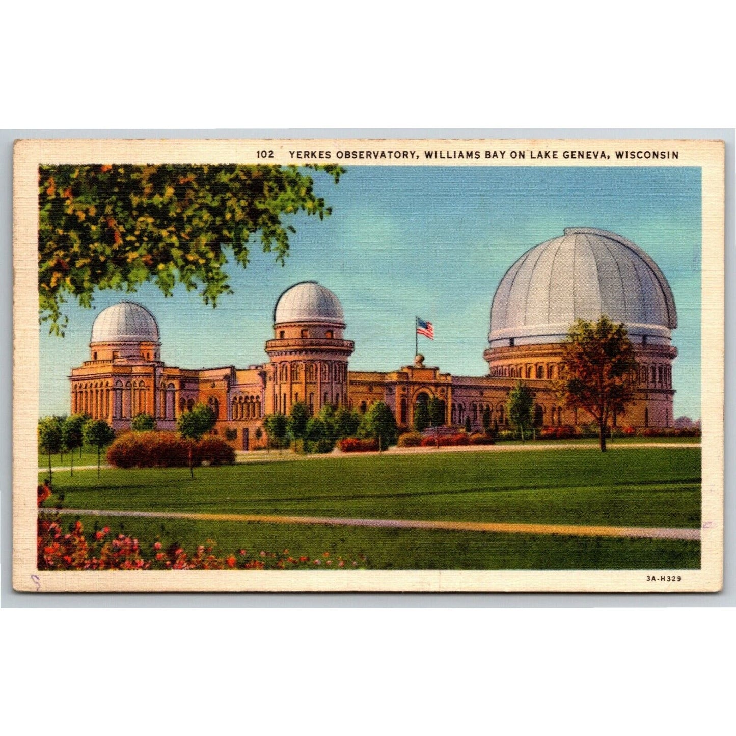 Vintage Linen Postcard Yerkes Observatory Lake Geneva Wisconsin