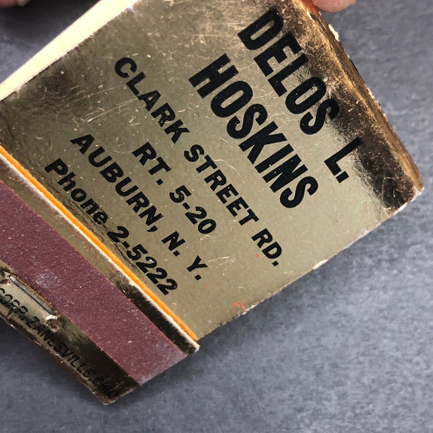 Auburn, NY Delos L. Hoskins Mobilgas Case Crosley Full Matchbook c1940's-50's