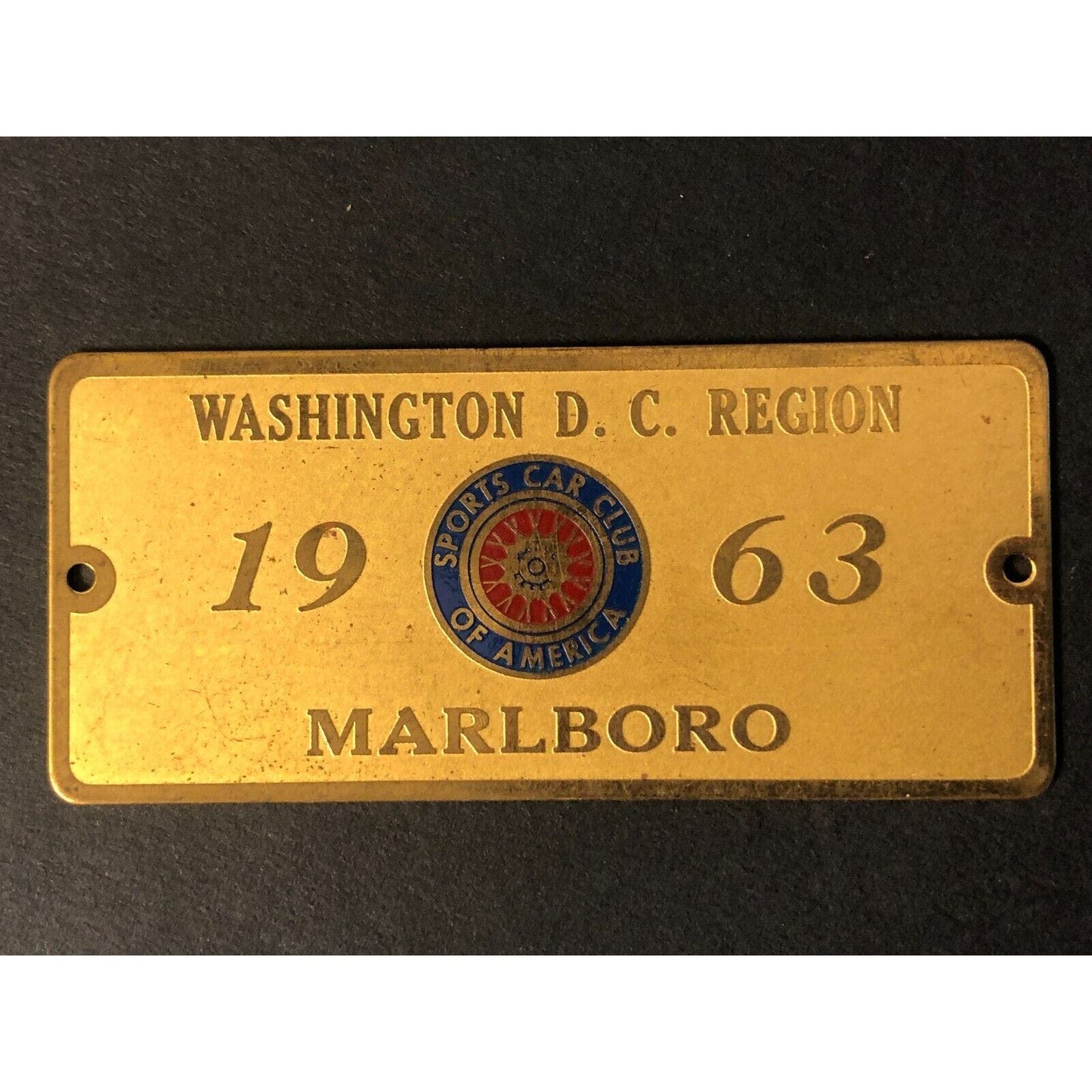 SCCA Washington DC Region Marlboro 1963 Brass Auto Racing Wall Plaque
