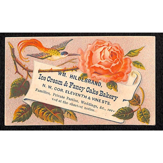 Wm. Hildebrand Ice Cream Fancy Cake Bakery Victorian Trade Card