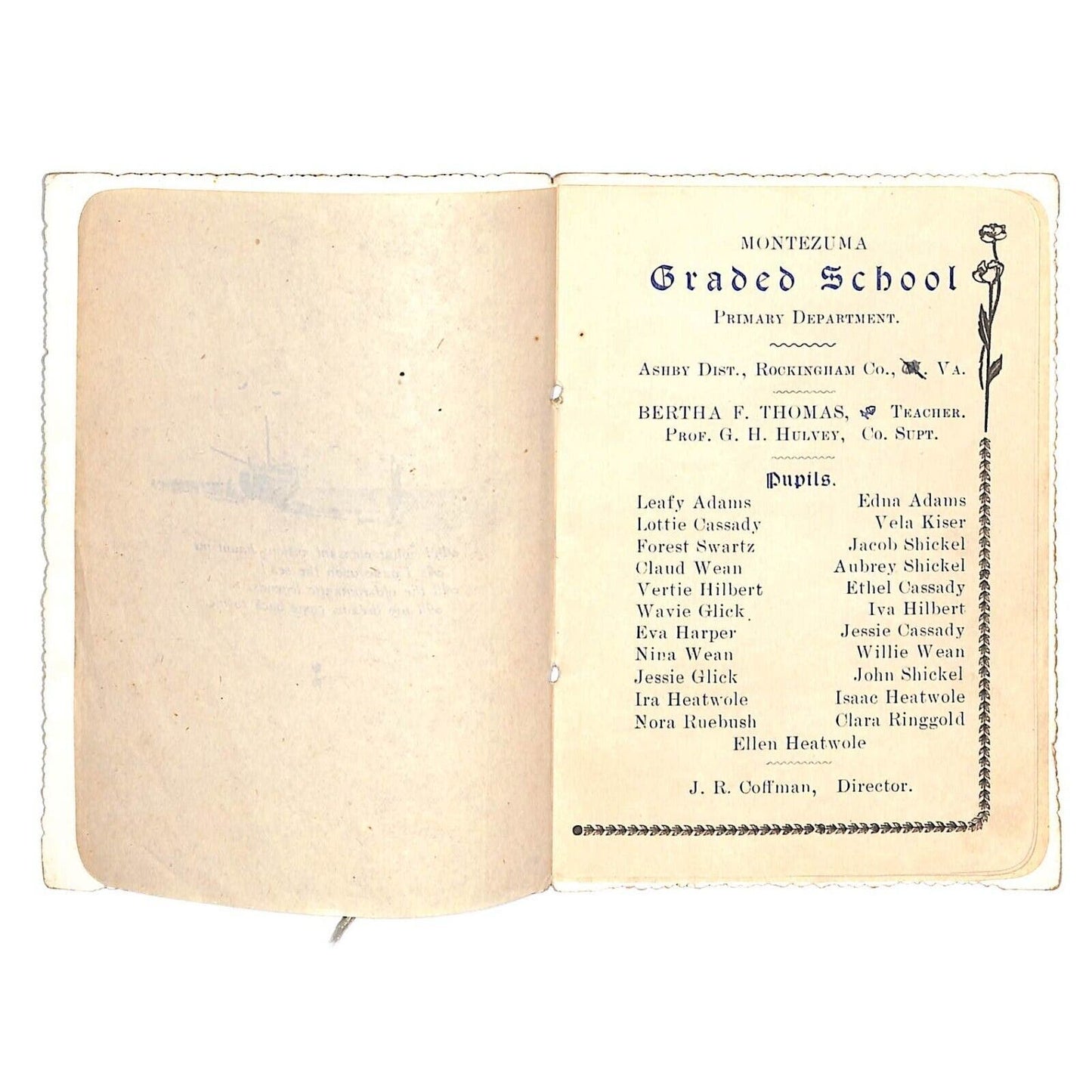 Ashby Dist. Rockingham Co. Montezuma Grade School 1904 Souvenir Card Flag