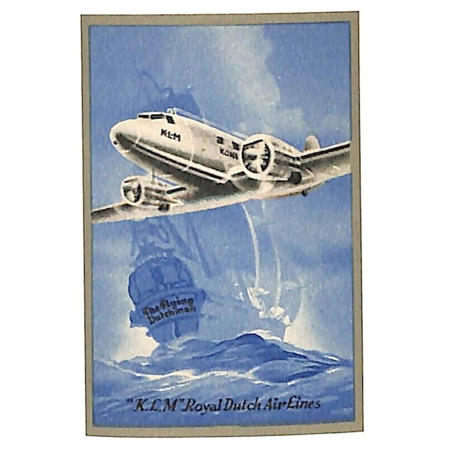 KLM Royal Dutch Airlines The Flying Dutchman - Poster Stamp Luggage Label c1938