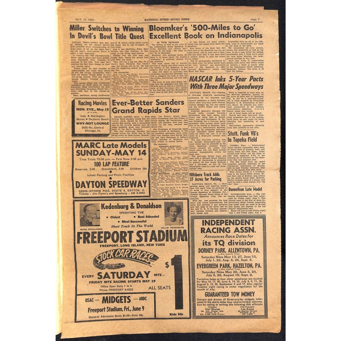 National Speed Sport News 5/10 1961 Lorenzen Beats Turner Rebel Racing 15pp VGC