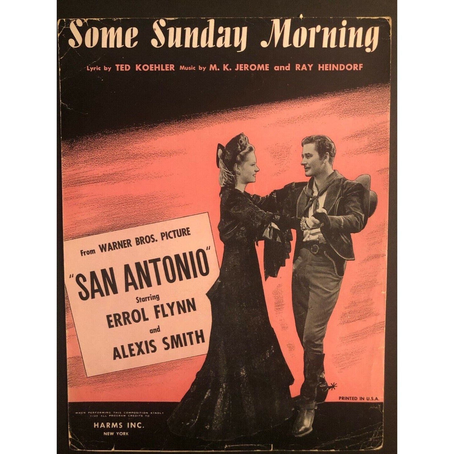 1945 Vintage Sheet Music - "Some Sunday Morning" from "San Antonio" Errol Flynn