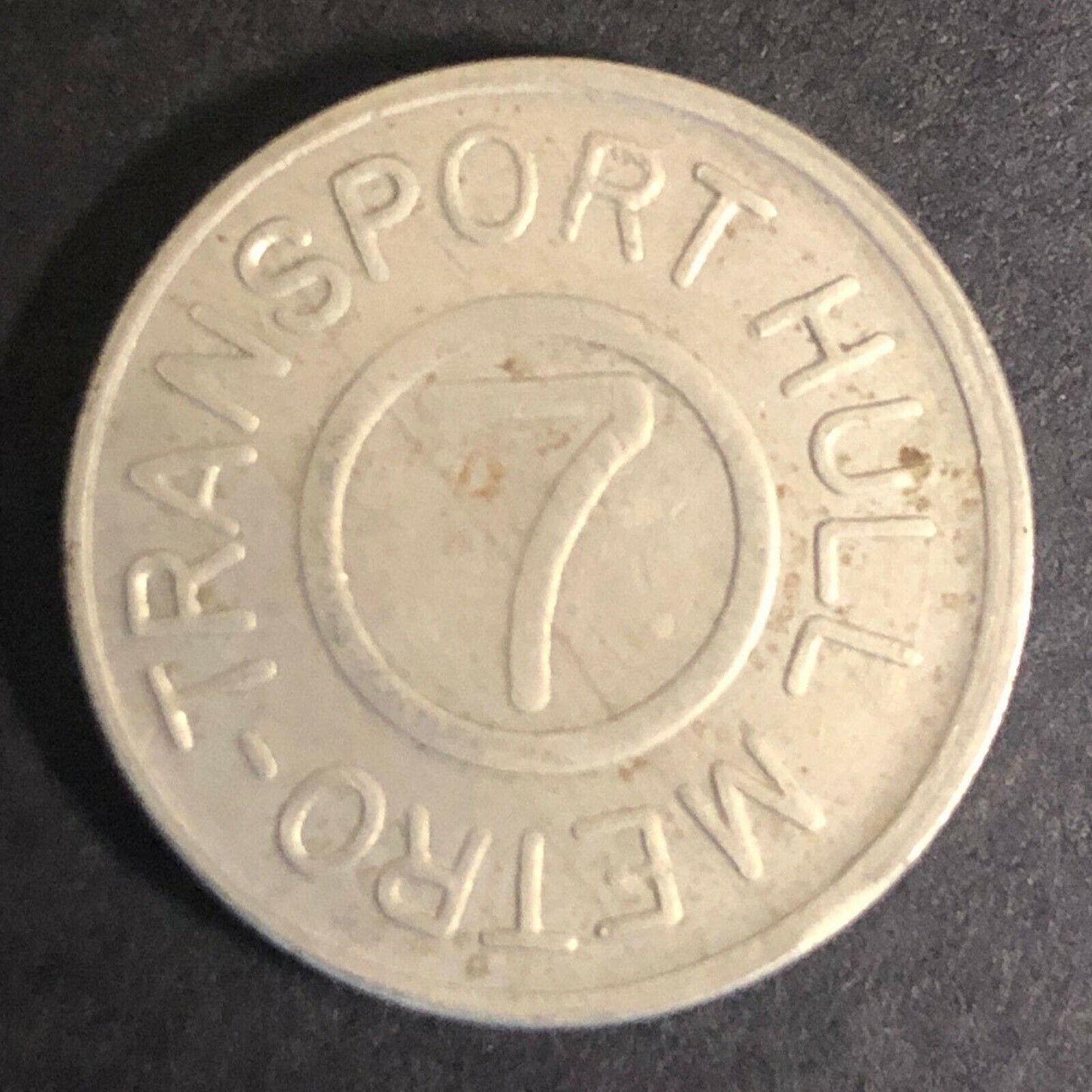 Vintage 20mm Nickel Plated Brass "7" "Hull Metro Transportation" Quebec Token