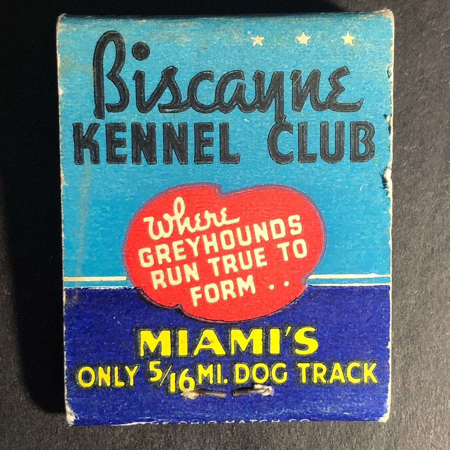 Biscayne Kennel Club Miami 20-Strike Full Matchbook c1940's-50's Very Scarce
