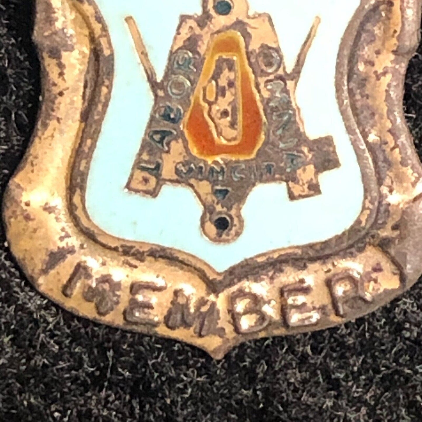 Vintage Masonic Baby Blue Enameled 25 Year Pinback Lapel Pin - Sterling