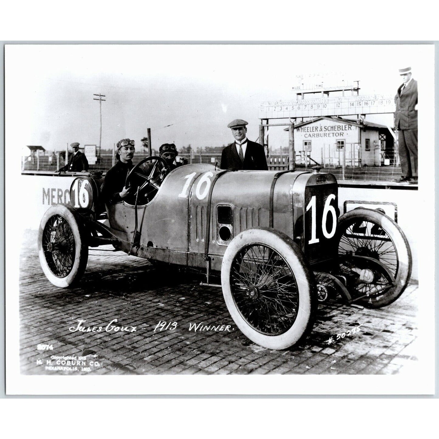 Jules Goux Indy 500 Winner 1913 - 8 x 10 Glossy B&W Photograph VGC - Stamped
