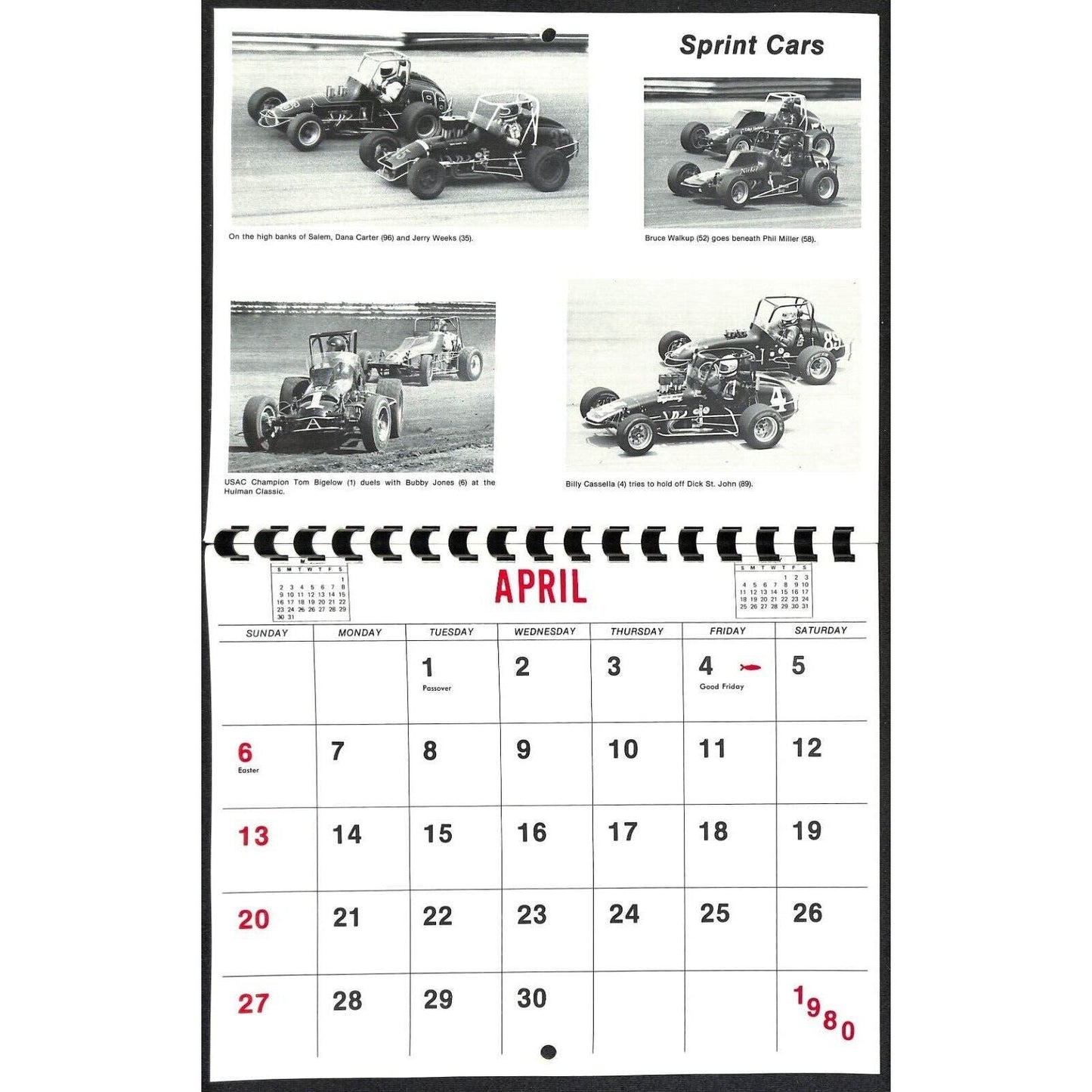 1980 USAC United States Auto Club Calendar - Unused VGC