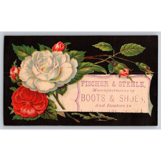 Fischer & Stehle Boots & Shoes (Marietta, WA?) Victorian Trade Card - Roses