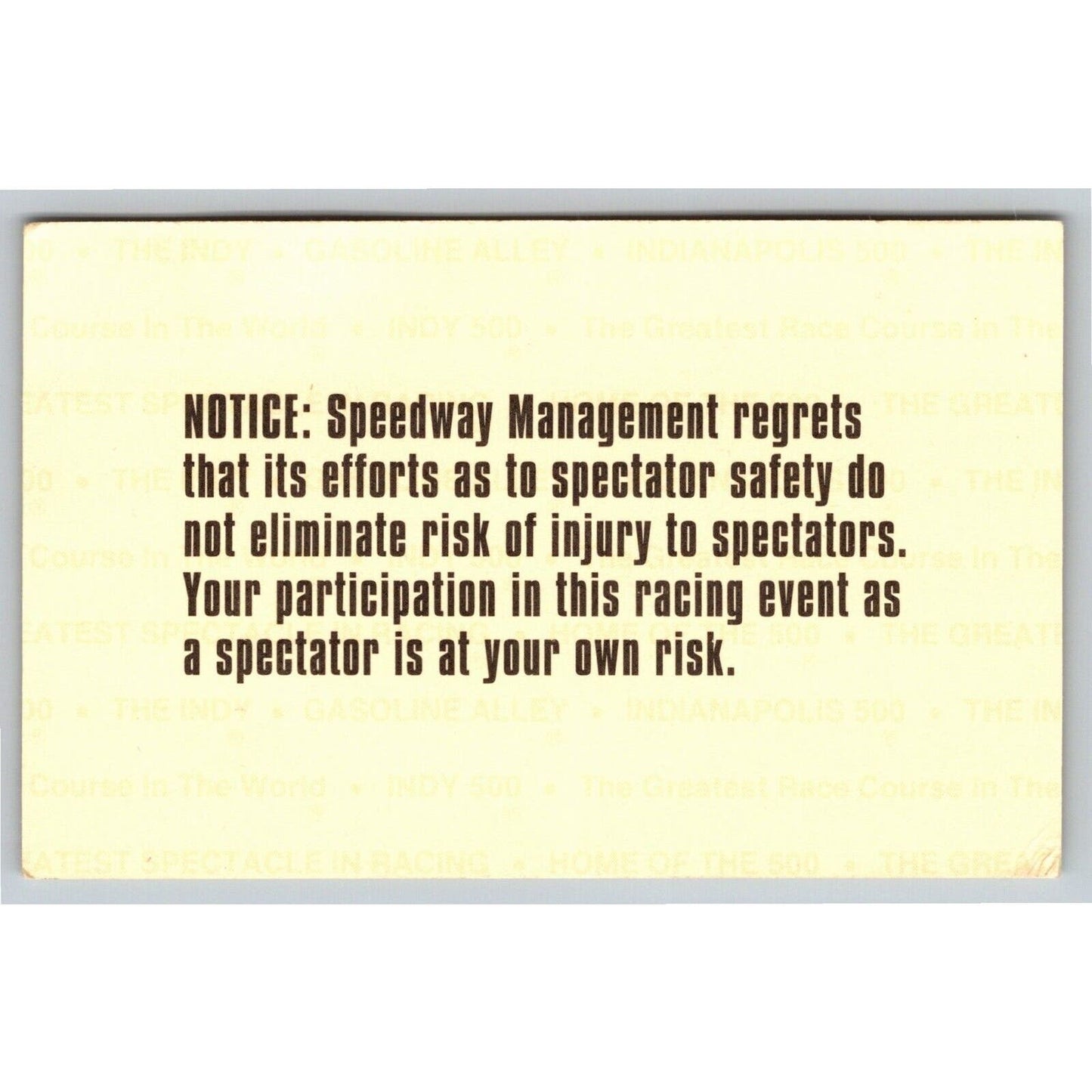 2001 Indy 500 Practice Day Grounds Admission Ticket Pass Card IMS #15856 VGC