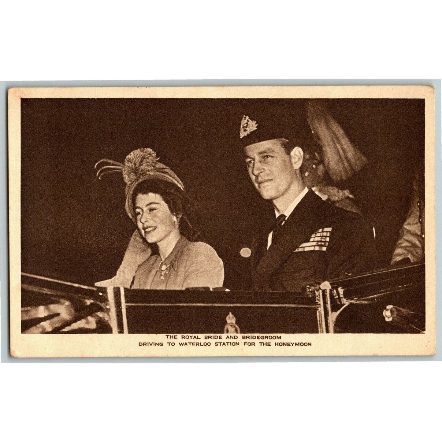 1947 Queen Elizabeth & Prince Philip Travel for Honeymoon PPC Postcard Unposted