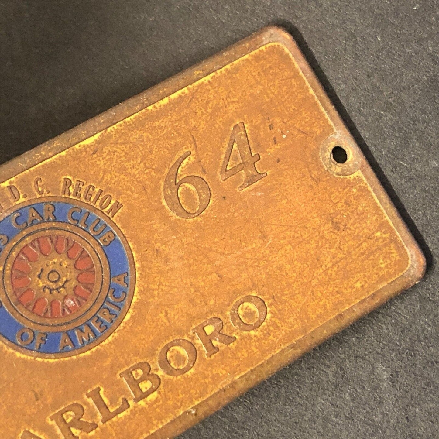 SCCA Washington D.C. Region Marlboro 1964 Brass Auto Racing Wall Plaque