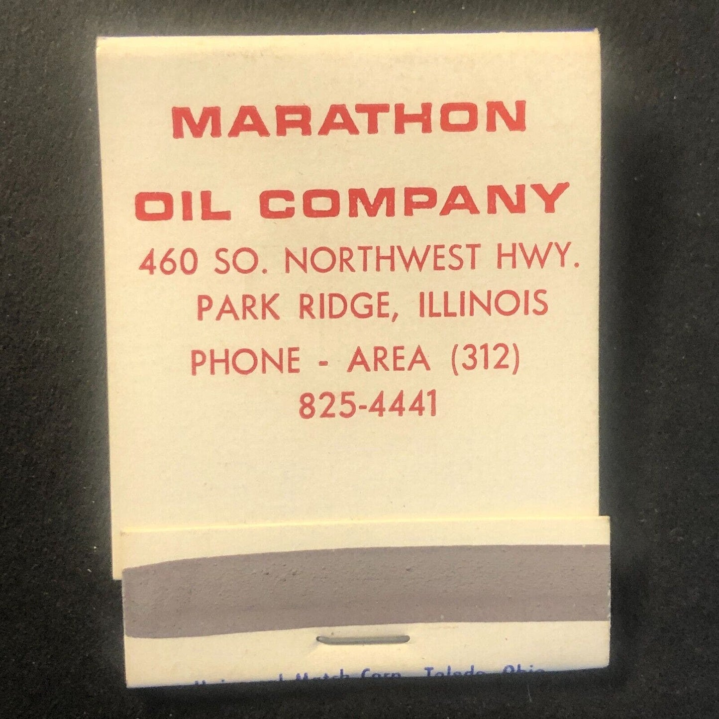 Marathon Oil Company Park Ridge, IL Vintage Full Matchbook c1960's VGC