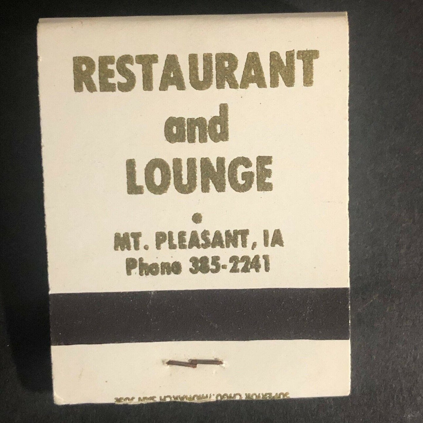 Vintage c1970's-80's Full Matchbook "Iris Restaurant and Lounge" Mt. Pleasant IA