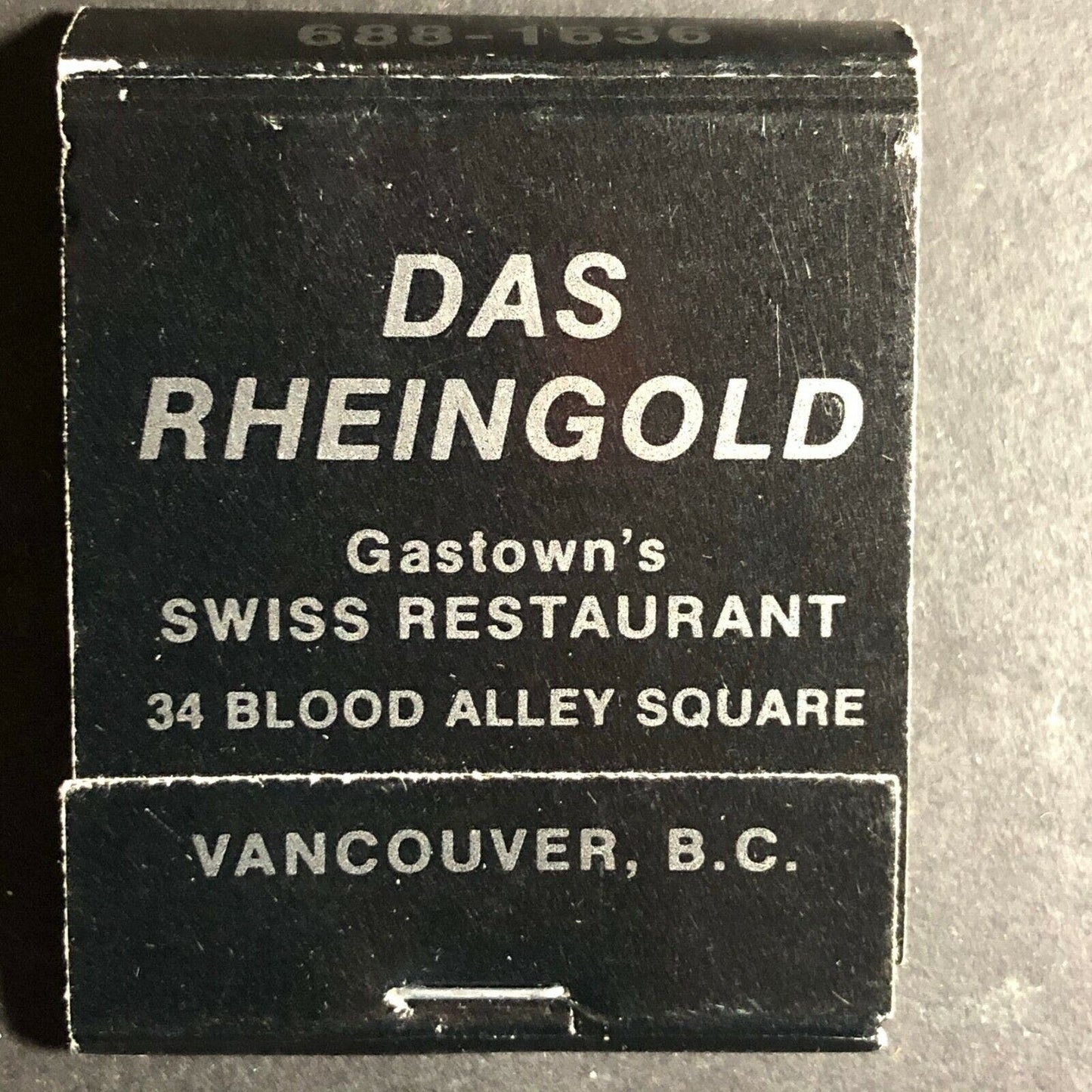 Vintage 1970's-80's Full Matchbook Das Rheingold Restaurant - Vancouver, B.C.