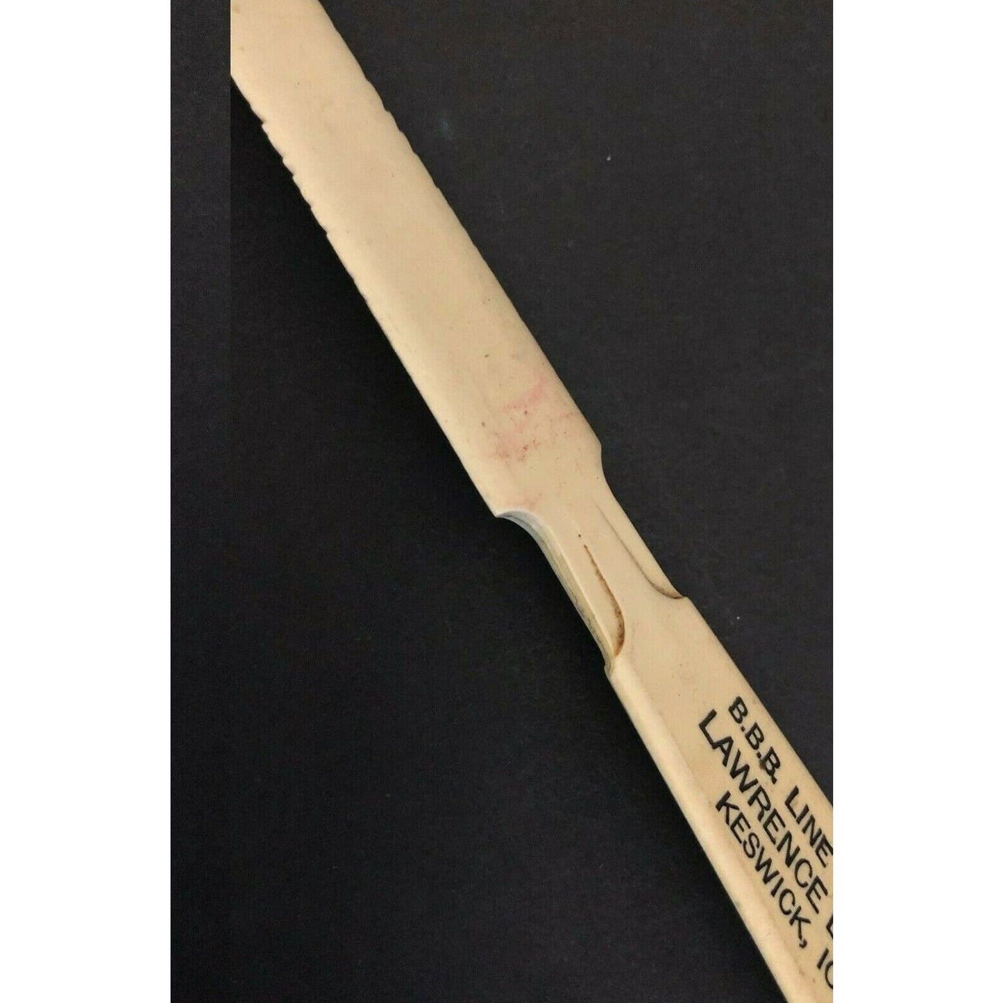 c1930's B.B.B. Line Lawrence Bender Keswick, IOWA Adv. Celluloid Letter Opener