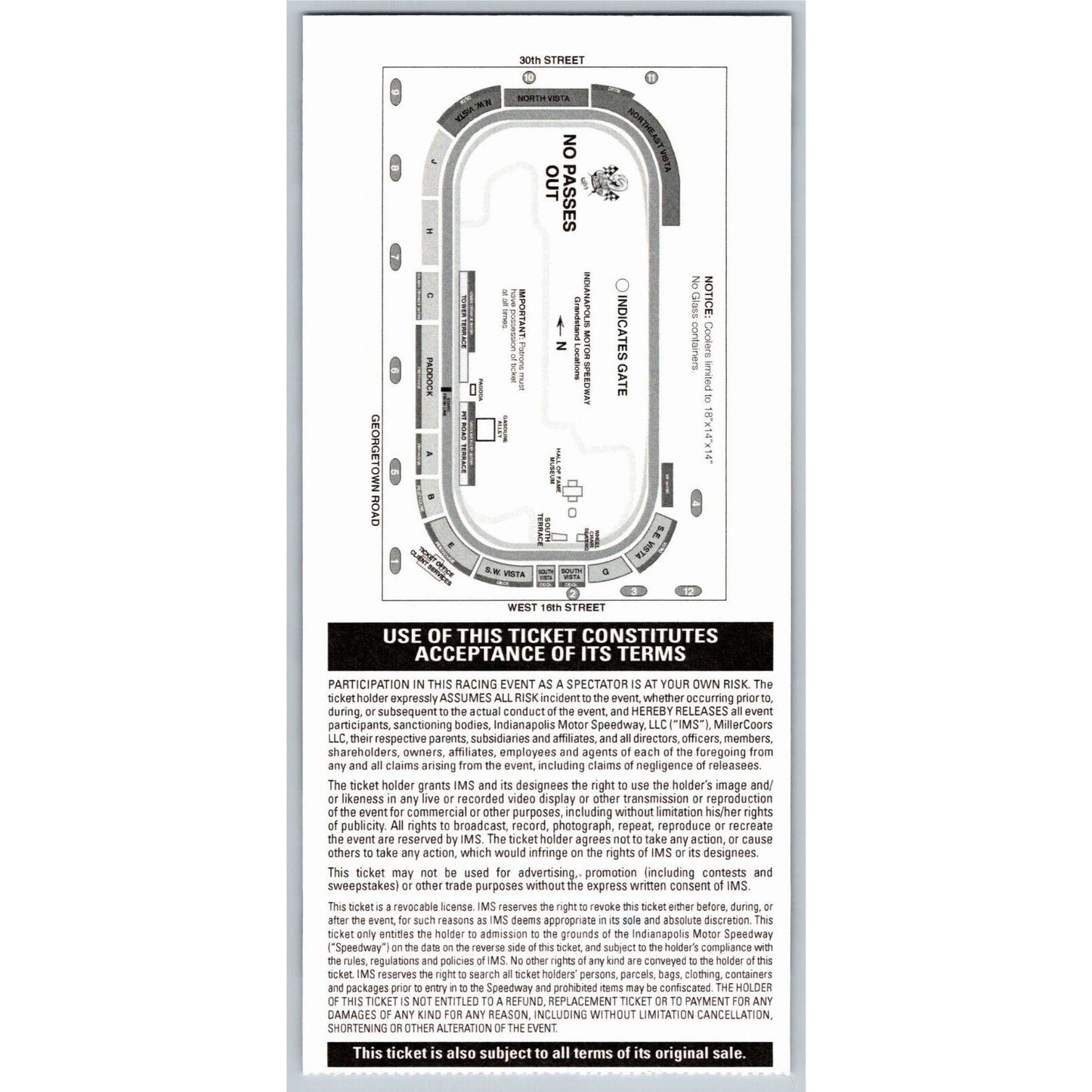 2014 Indy 500 Coors Light Carb Day 5/23 Pagoda Suite Two Ticket Stub #009