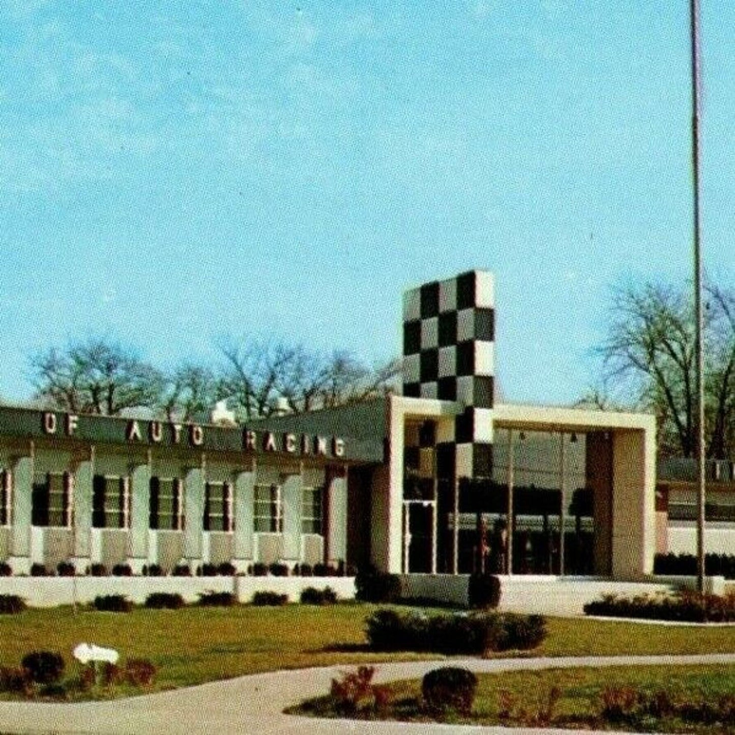 Indy 500 Postcard 1956 "500 Mile Museum Famous Racecars of Former Years..." VGC