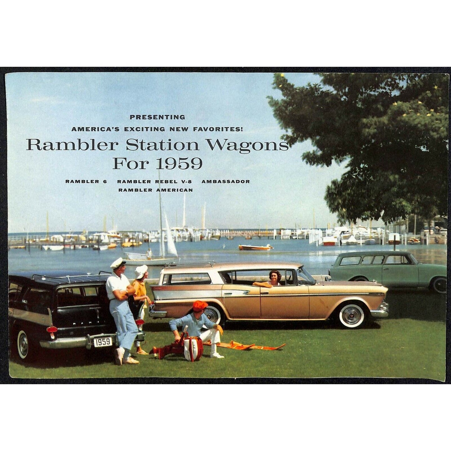 1959 Rambler Station Wagons Single Sheet Fold-Out Brochure w/ 6 Panels