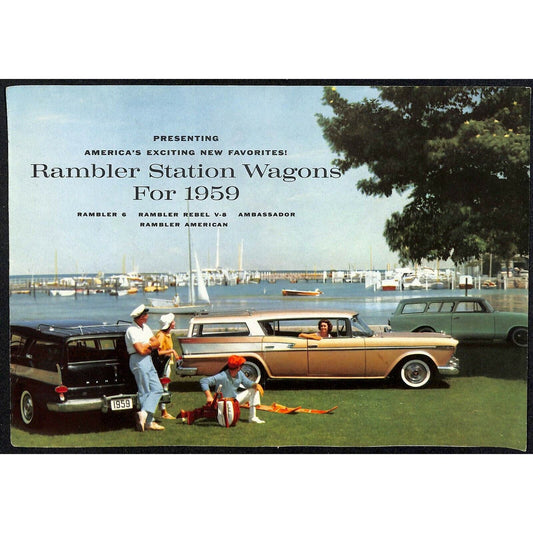 1959 Rambler Station Wagons Single Sheet Fold-Out Brochure w/ 6 Panels