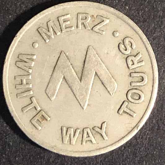 Merz White Way Tours Philadelphia WM Transit / Bus Token 19mm - Scarce