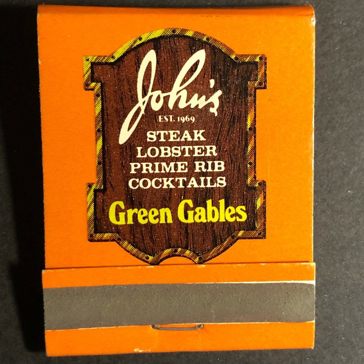 Vintage c1960's-75 Matchbook John's Green Gables Steak Lobster Phoenix