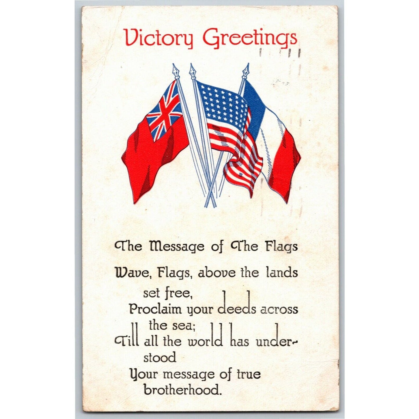 Vintage US Flag Patriotic Postcard "Victory Greeting" 1919