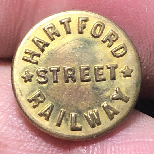 Hartford Street Railway 1/2" Brass Uniform Button Waterbury Button Co. - Scarce