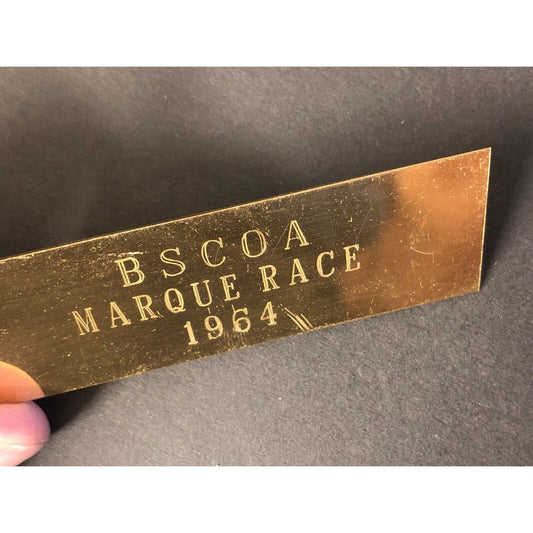 BSCOA Marque Race 1964 Brass Auto Racing Wall Plaque