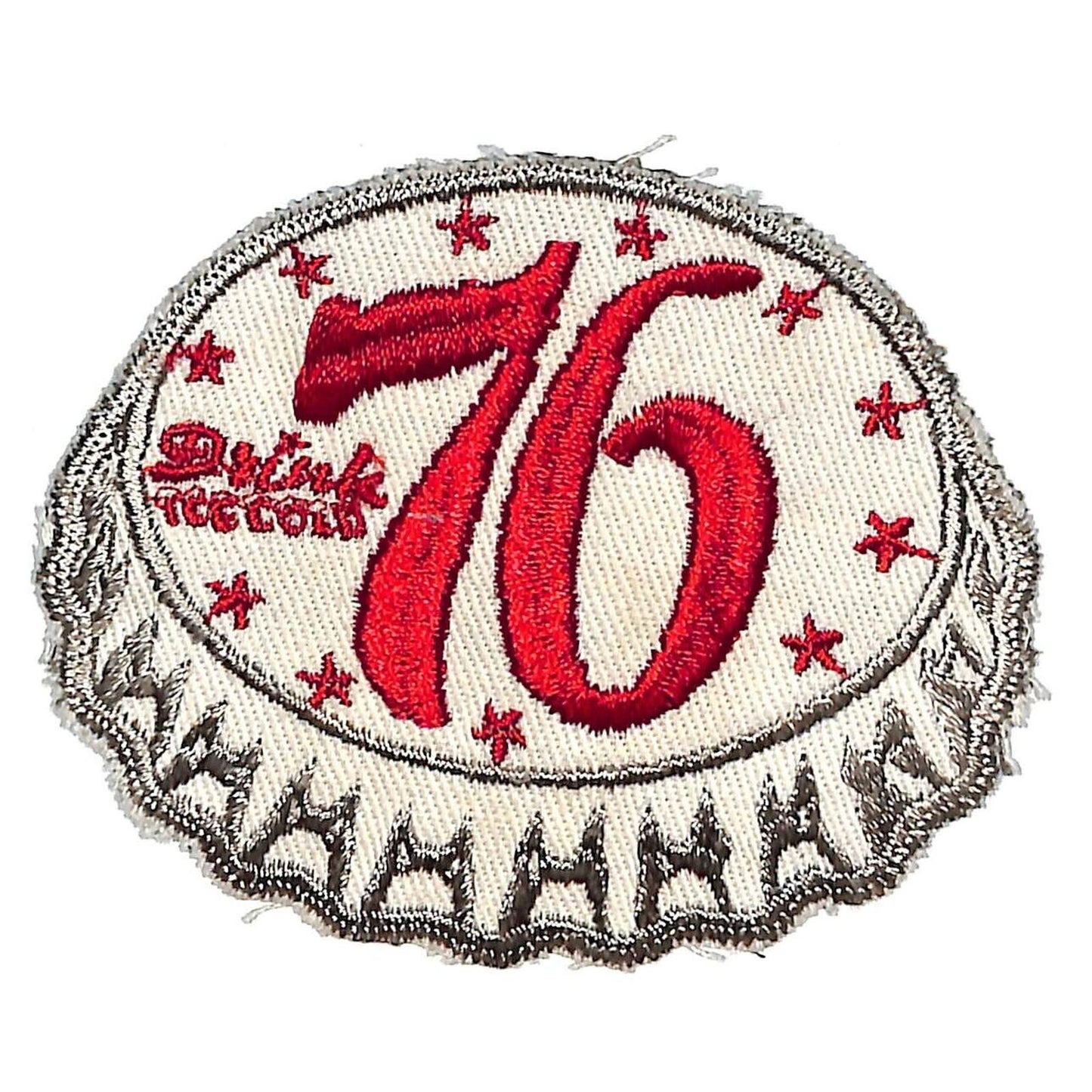 "Drink Ice Cold 76" Bottle Cap Embroidered Soda Patch c1950's VGC Scarce