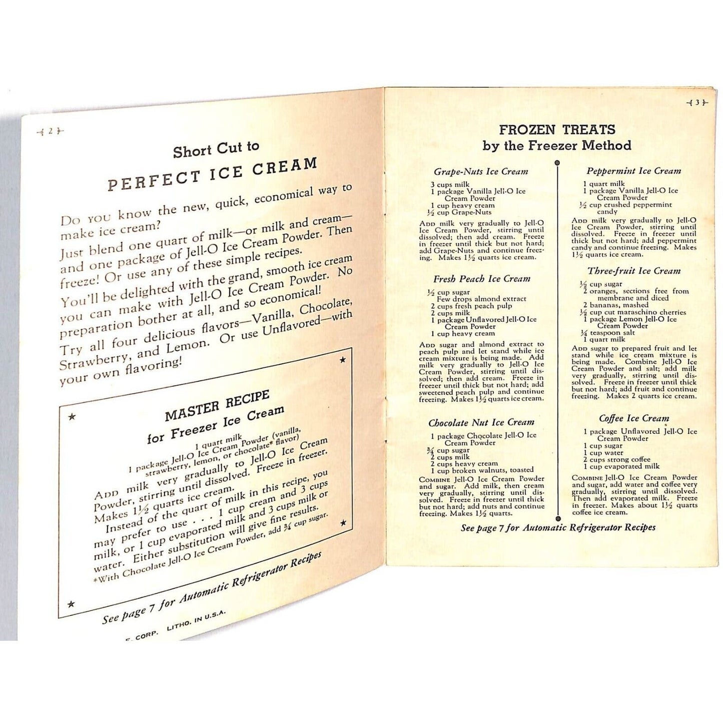 Jell-O Ice Cream Powder Recipe Booklet 1935 7pp - VGC Scarce
