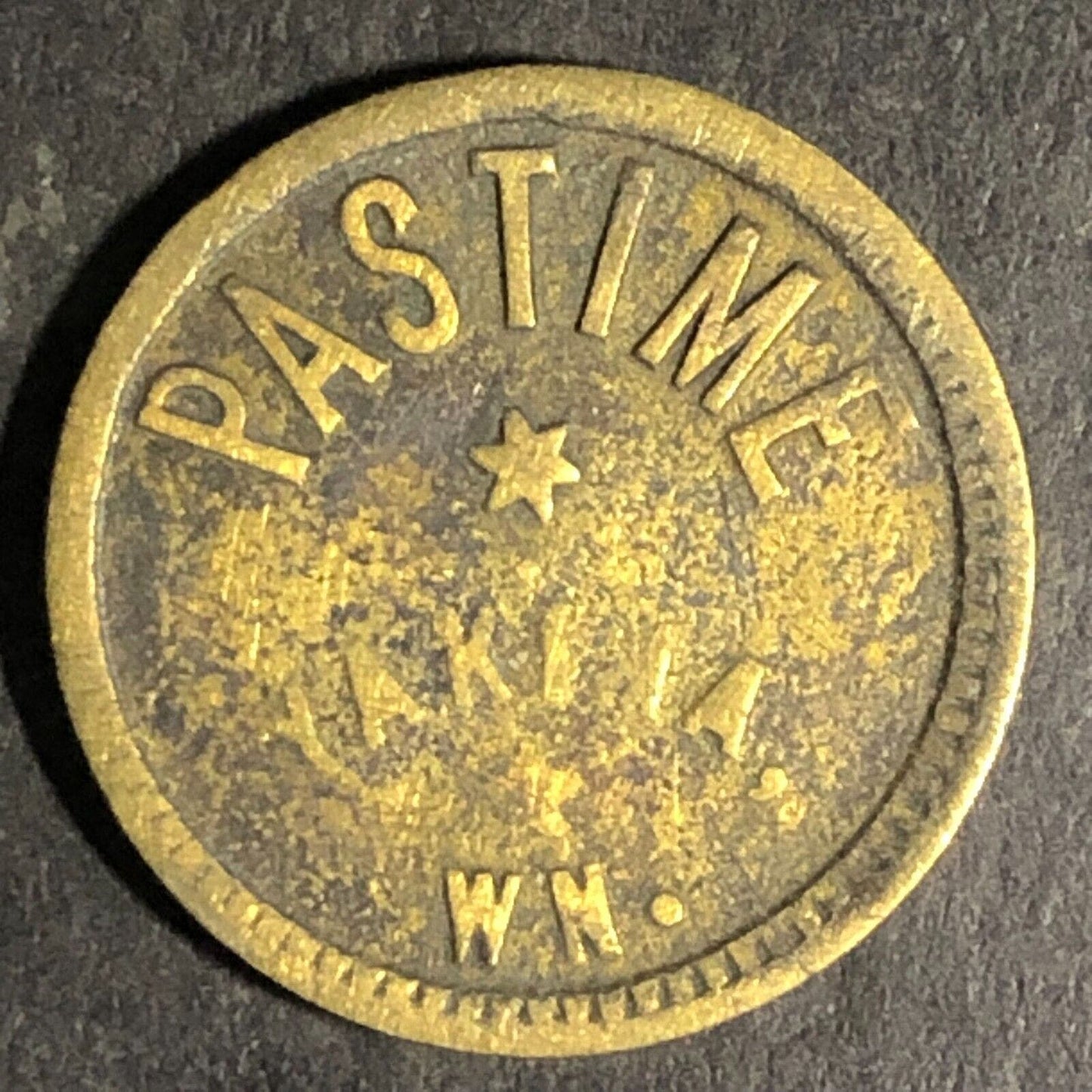 Early "Pastime" Yakima, WN. (Washington) Good For 1c In Trade Brass Token 19mm