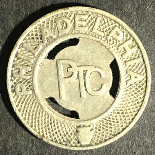 c1940's Brass Good For One Fare Transit Token Philadelphia PTC 16mm (1856)