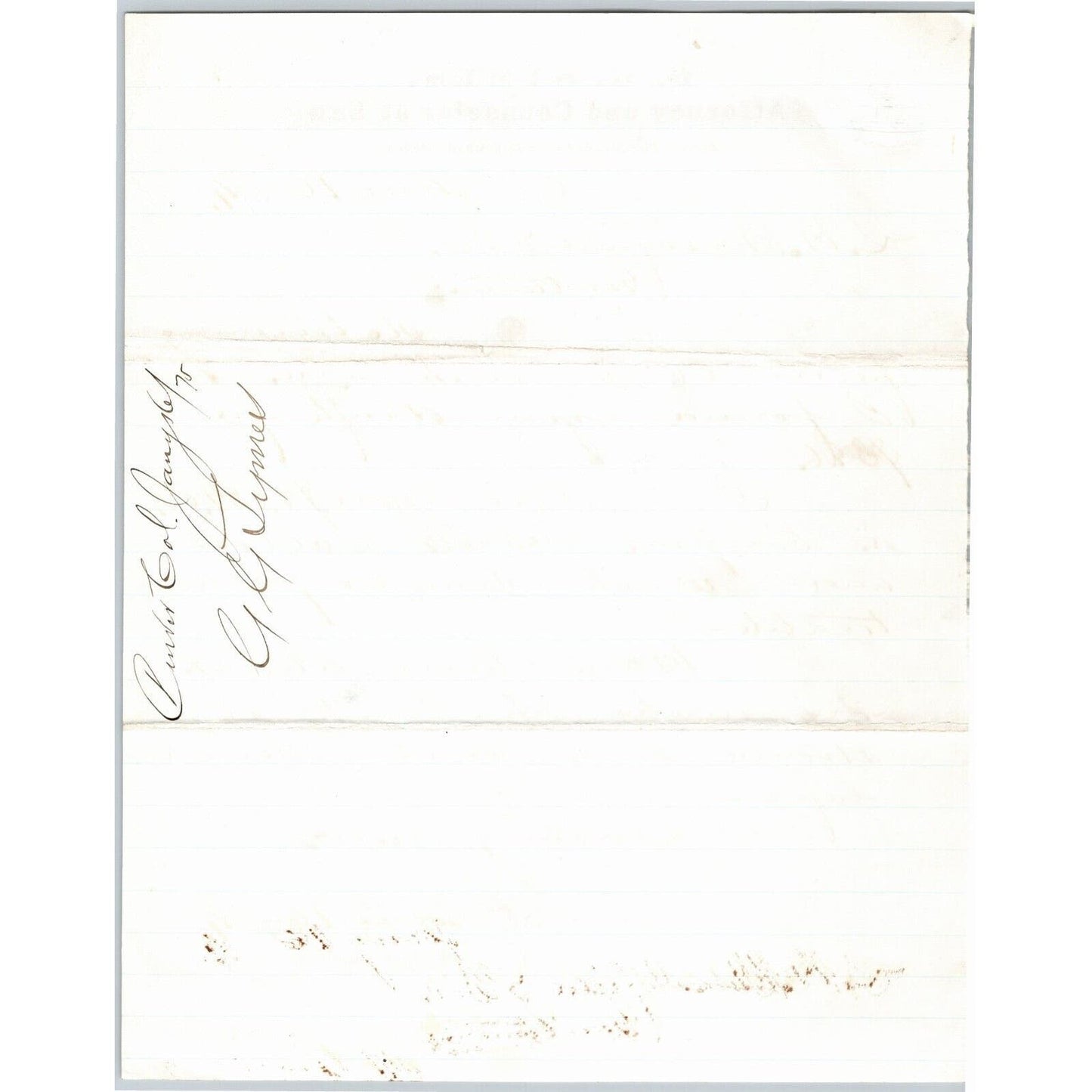 1874 G.G. Symes Attorney and Councilor at Law Denver, CO Letterhead