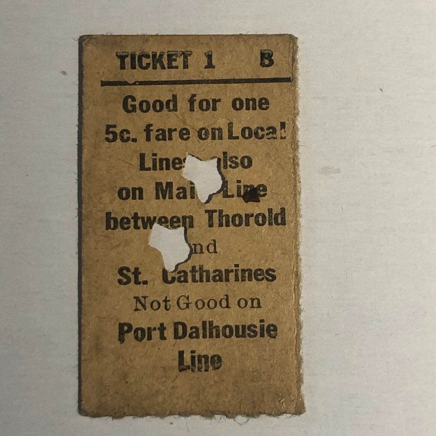 Niagara St. Catharines & Toronto Railway (1899-1959) Ticket #52307 Very Scarce