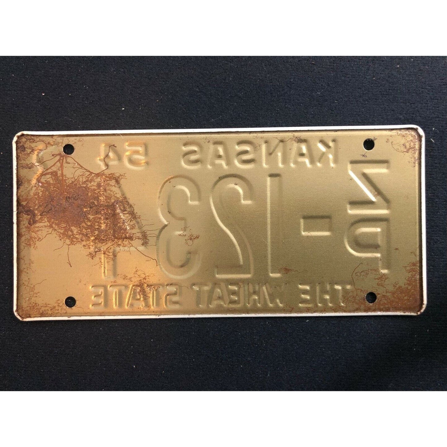 1953-54 General Mills Wheaties Tin Mini Bicycle License Plate - Kansas