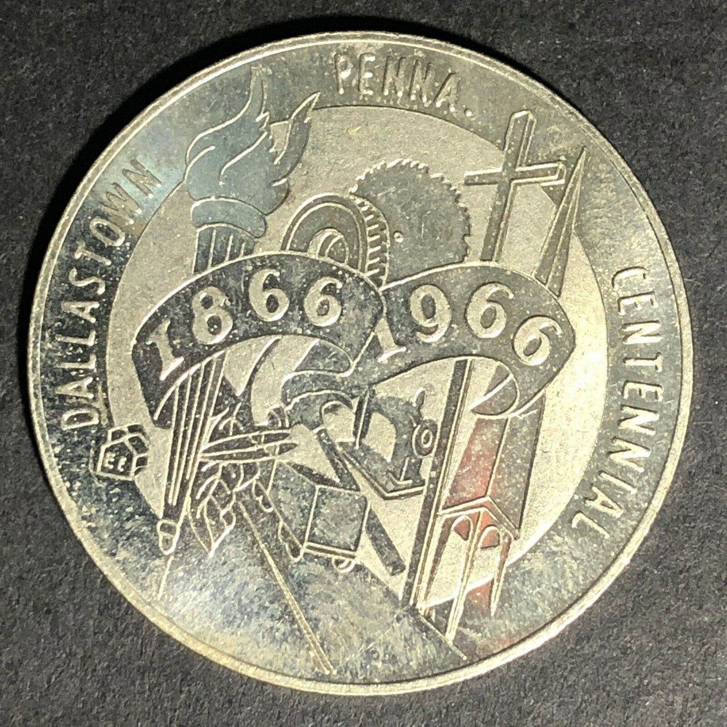 Vintage Dallastown, PA 1966 Centennial 50c In Trade Token 33mm