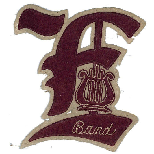 Lyre "F" Band Large Varsity Letter Jacket Patch - Felt / Wool c1950's-60's