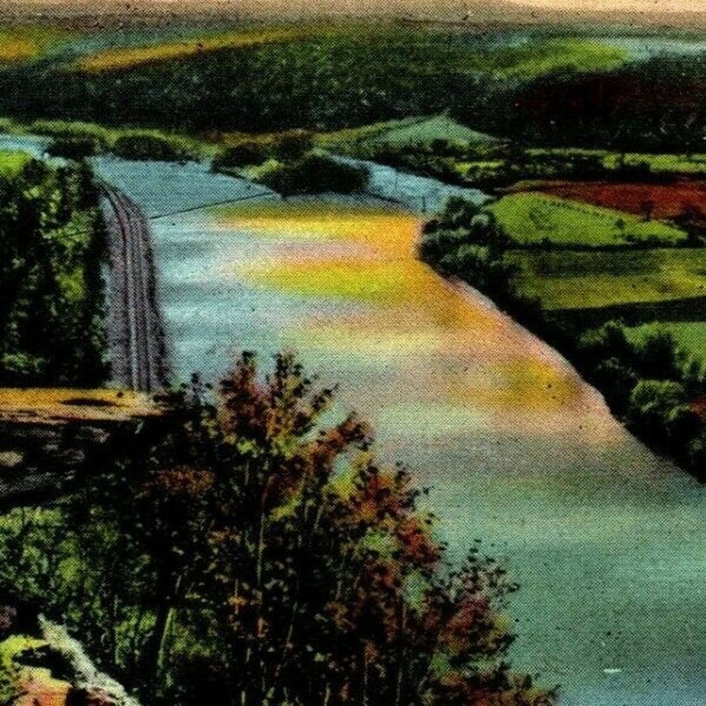 Vintage Linen Postcard Wyalusing Rocks on the Sullivan Trail #309 and Roosevelt