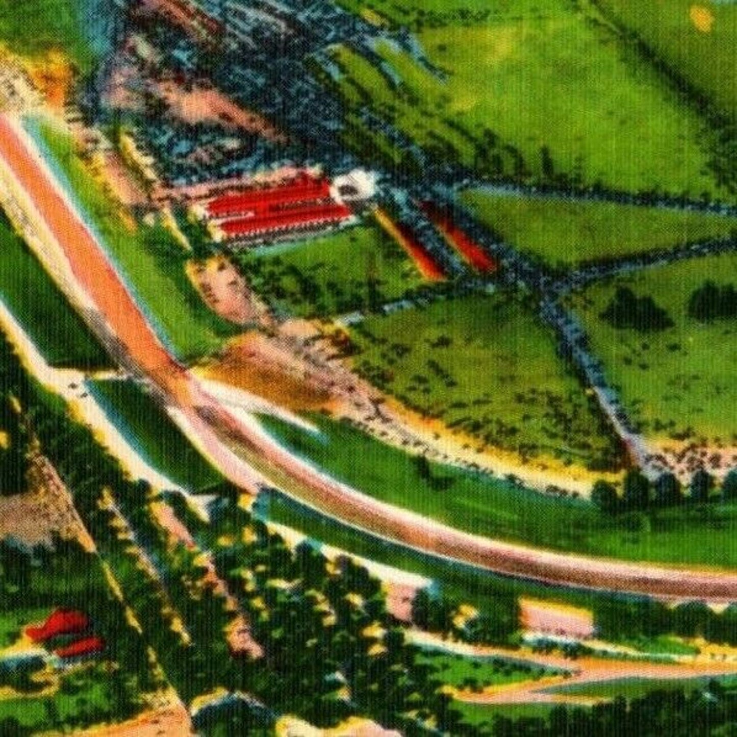 Indy 500 Linen Postcard 1947 "Bird's Eye View Motor Speedway" VGC Unposted