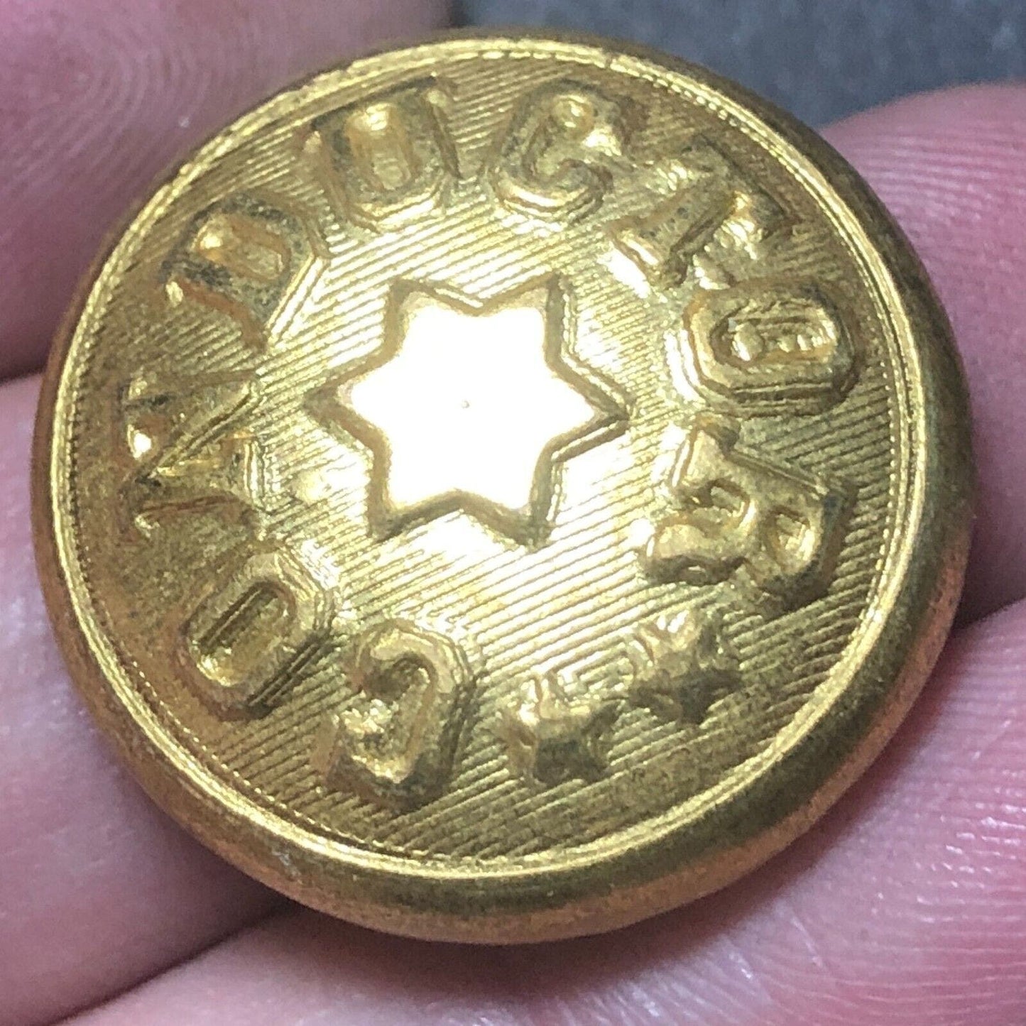 Railroad "Conductor" Brass Uniform Button Cover w/ Star 3/4" dia.