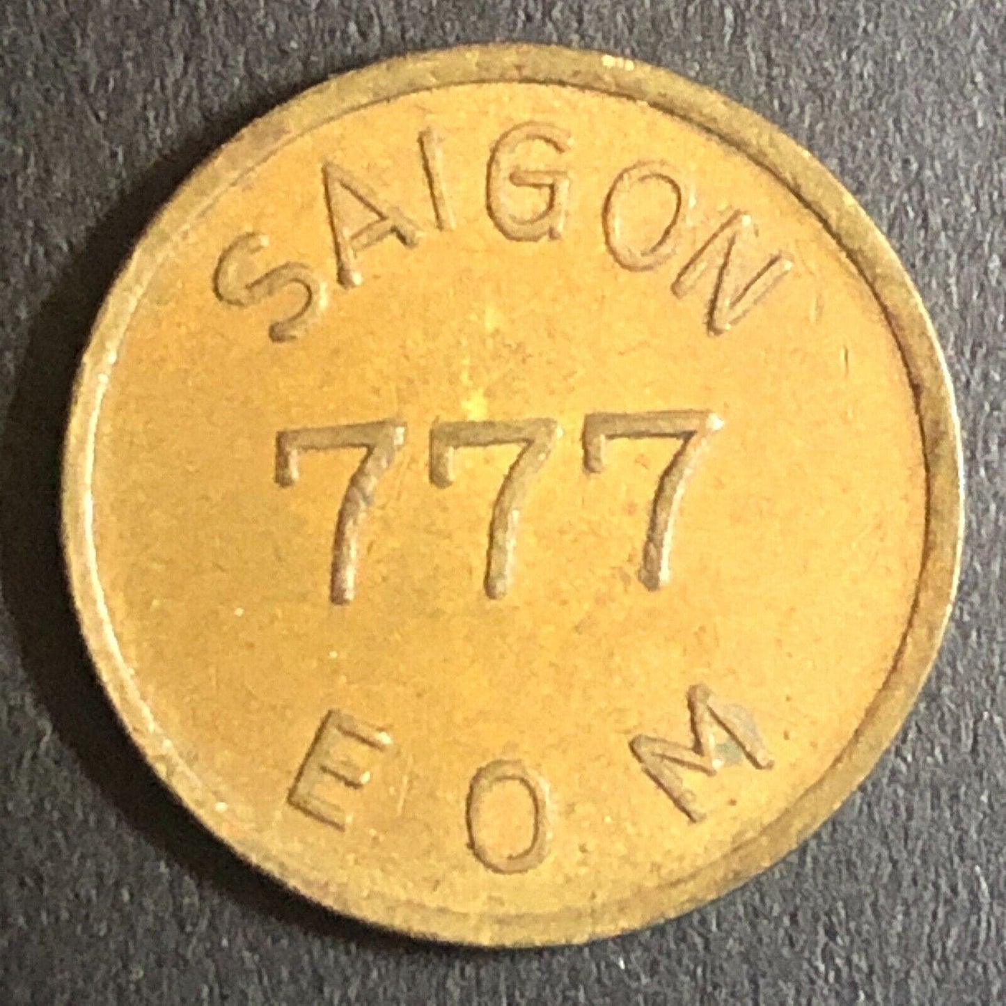 Vietnam Trade Token Saigon "777" E.O.M. Enlisted Officers' Mess 17.7mm